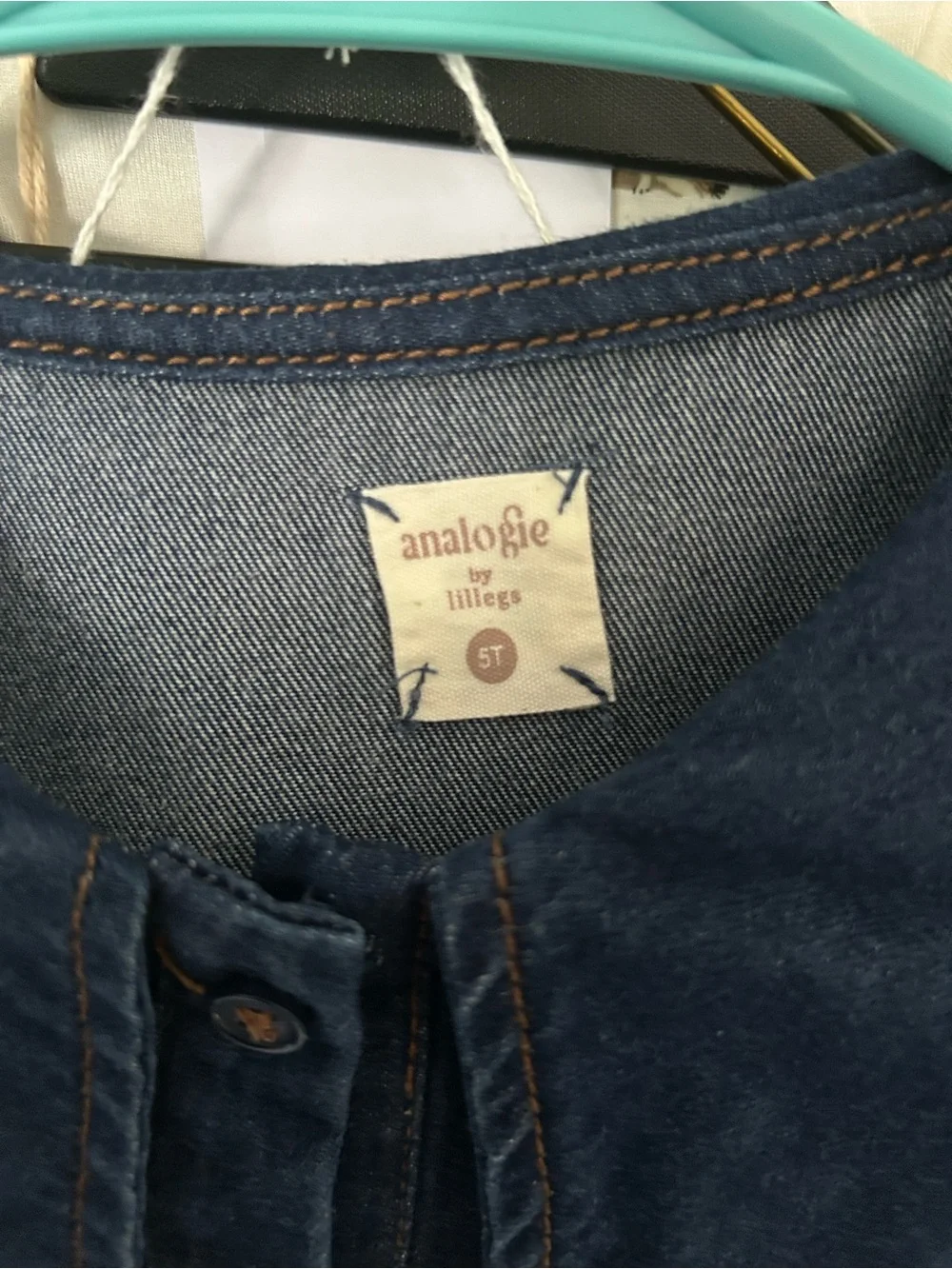 Girls' Dark Blue Denim Button-Front Casual Dress